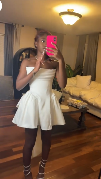 Cute Strapless White Satin A Line Short 6th Grade Homecoming Dress Cocktail Dress With Bow SP2493