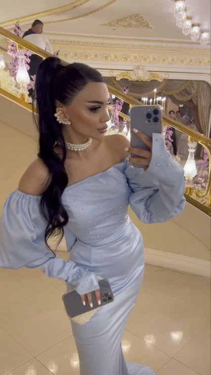 Classy Blue Mermaid Prom Dress,Reception Dress,Wedding Guest Dress Y4394
