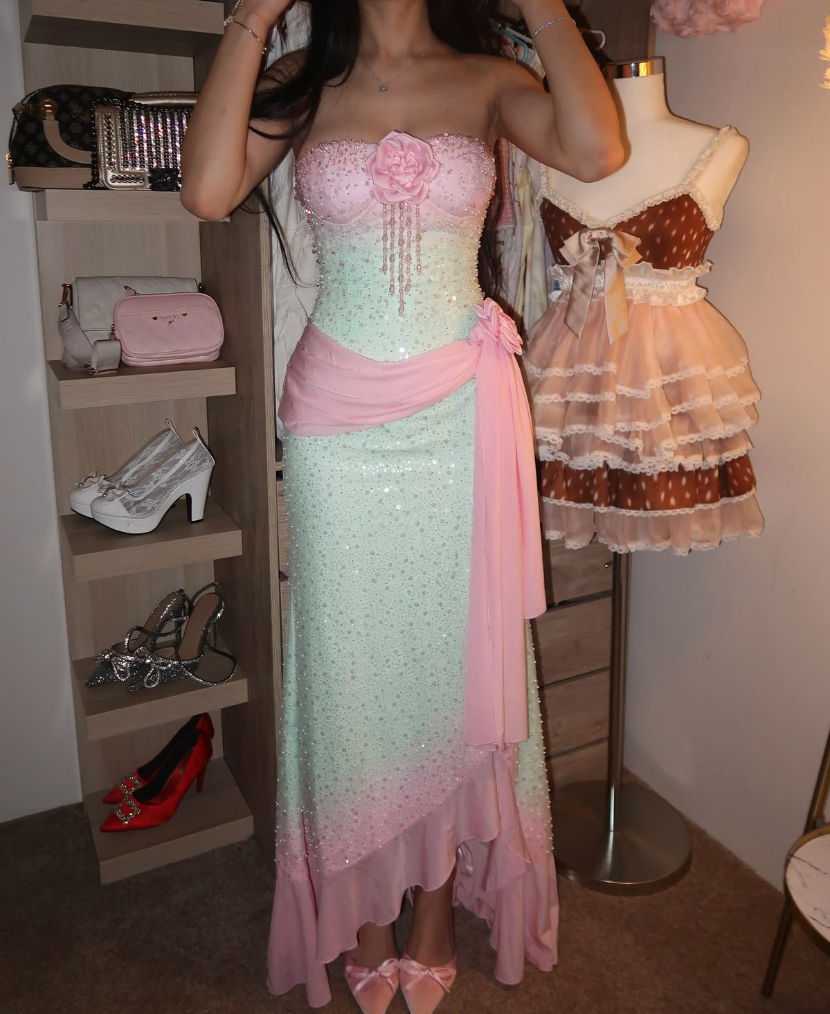 Elegant Sweetheart Neck Chiffon Beaded Long Party Dress Evening Dress SP3717