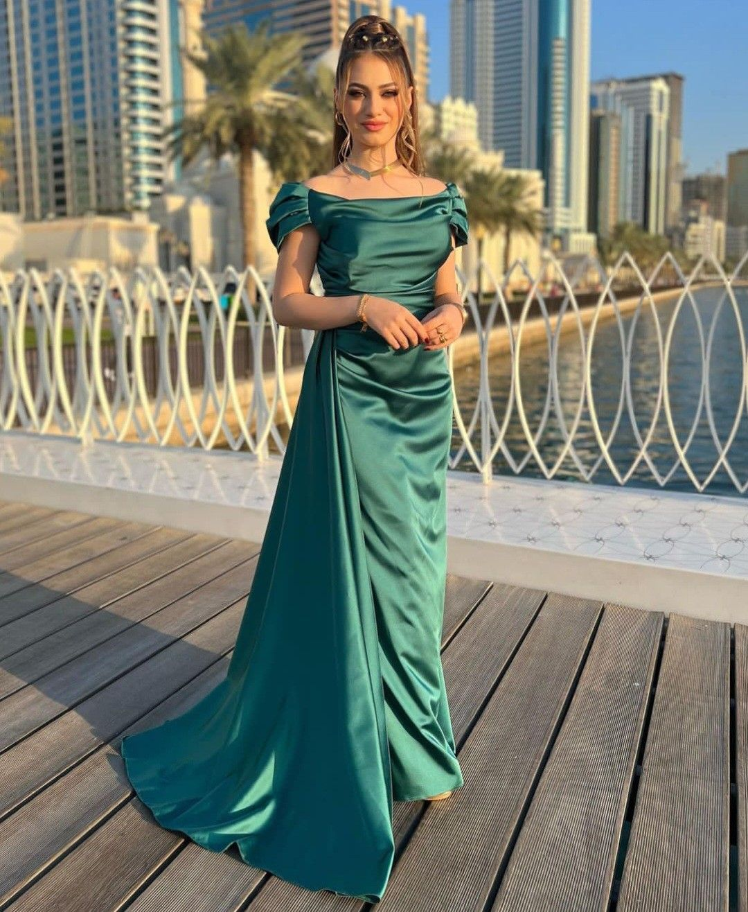 Off Shoulder Satin Long Evening Prom Dresses, Custom Prom Dresses Y5523