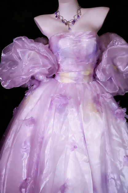 Classy Ball Gown Lilac Off The Shoulder Organza Beaded Appliques Birthday Quinceanera Dress Sweet 16 Dress SP2040