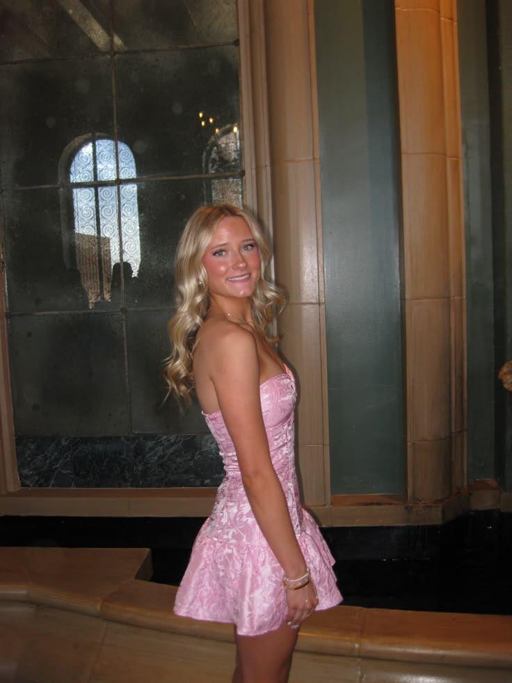 Classy Pink Sweetheart Neck Satin Print Floral A Line Short Graduation Homecoming Dress SP3298