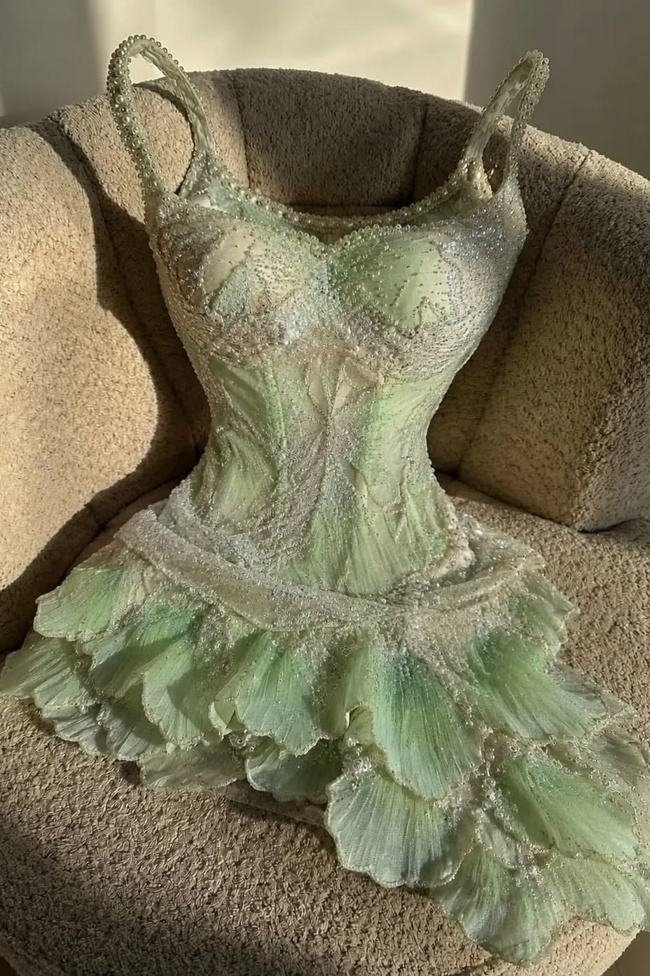 Glamorous Green Tulle Ruffle Sleeveless Beaded Short Prom Dress Homecoming Dress SP3746