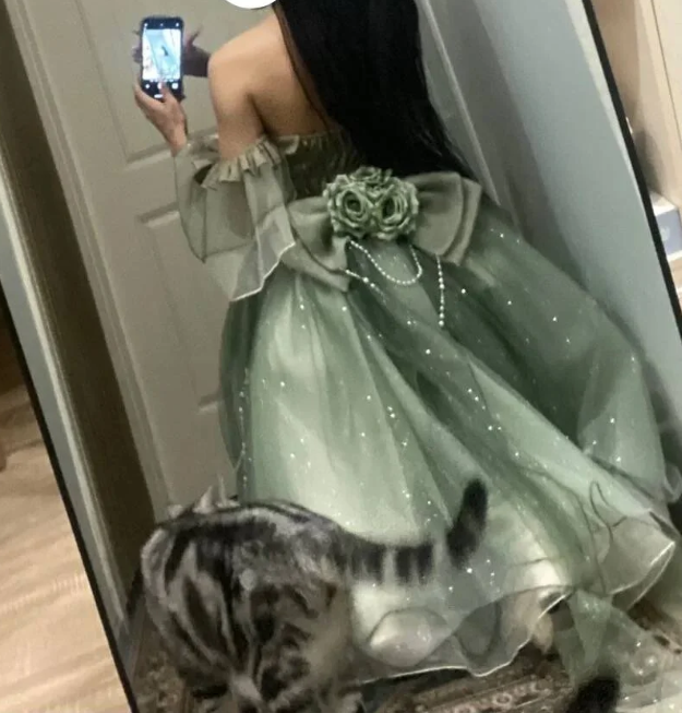Classy Green Off Shoulder A-Line Floral Short Homecoming Dress Cute Mini Birthday Dress SP3786