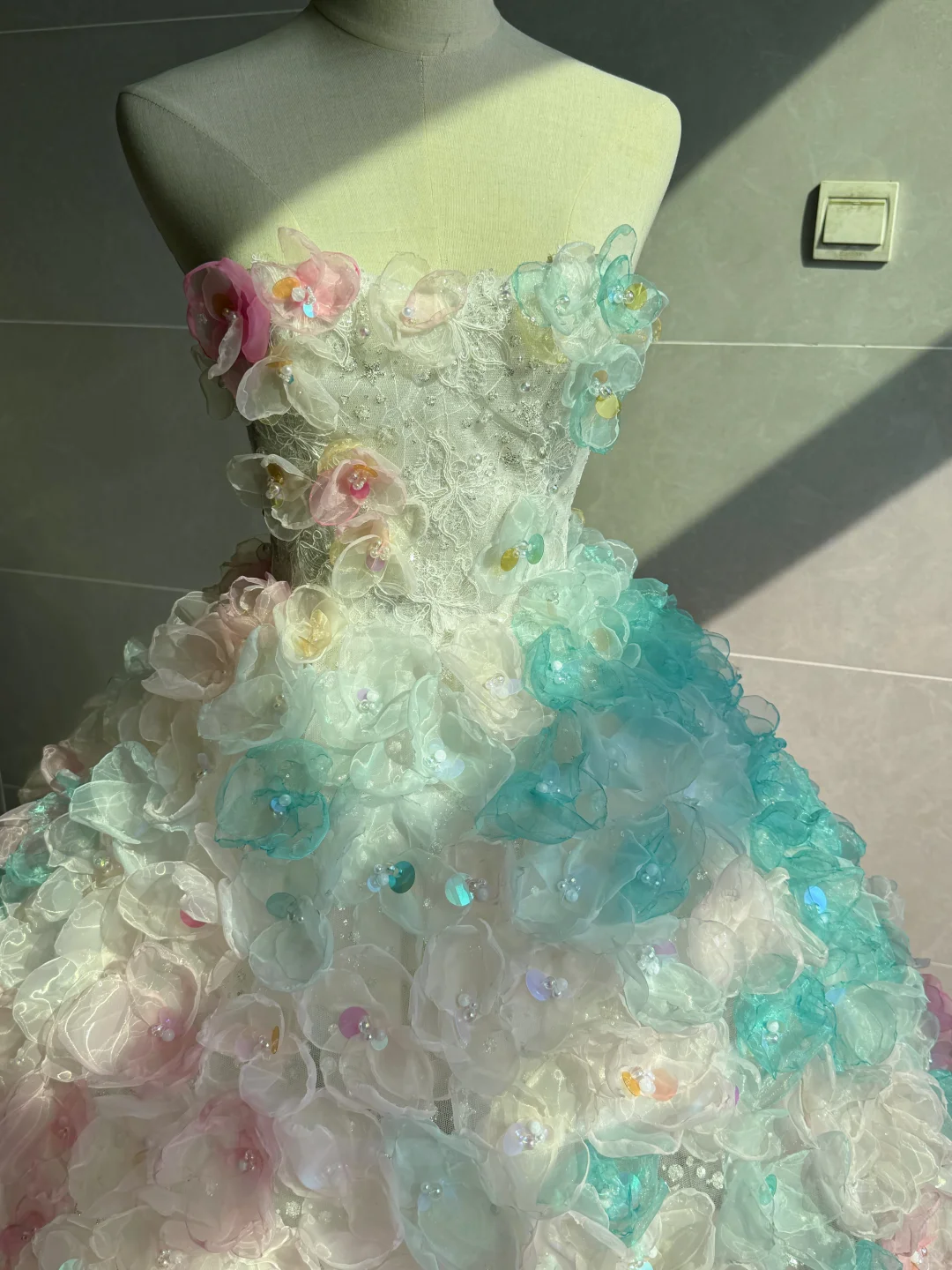 Charming Sweetheart Neck Colorful Tulle 3D Floral Ankle Length Party Dress Prom Dress SP4220