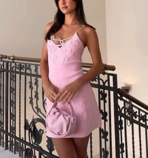 Elegant Pink Spaghetti Straps Satin Short Homecoming Dress Formal 20th Birthday Outfits SP182