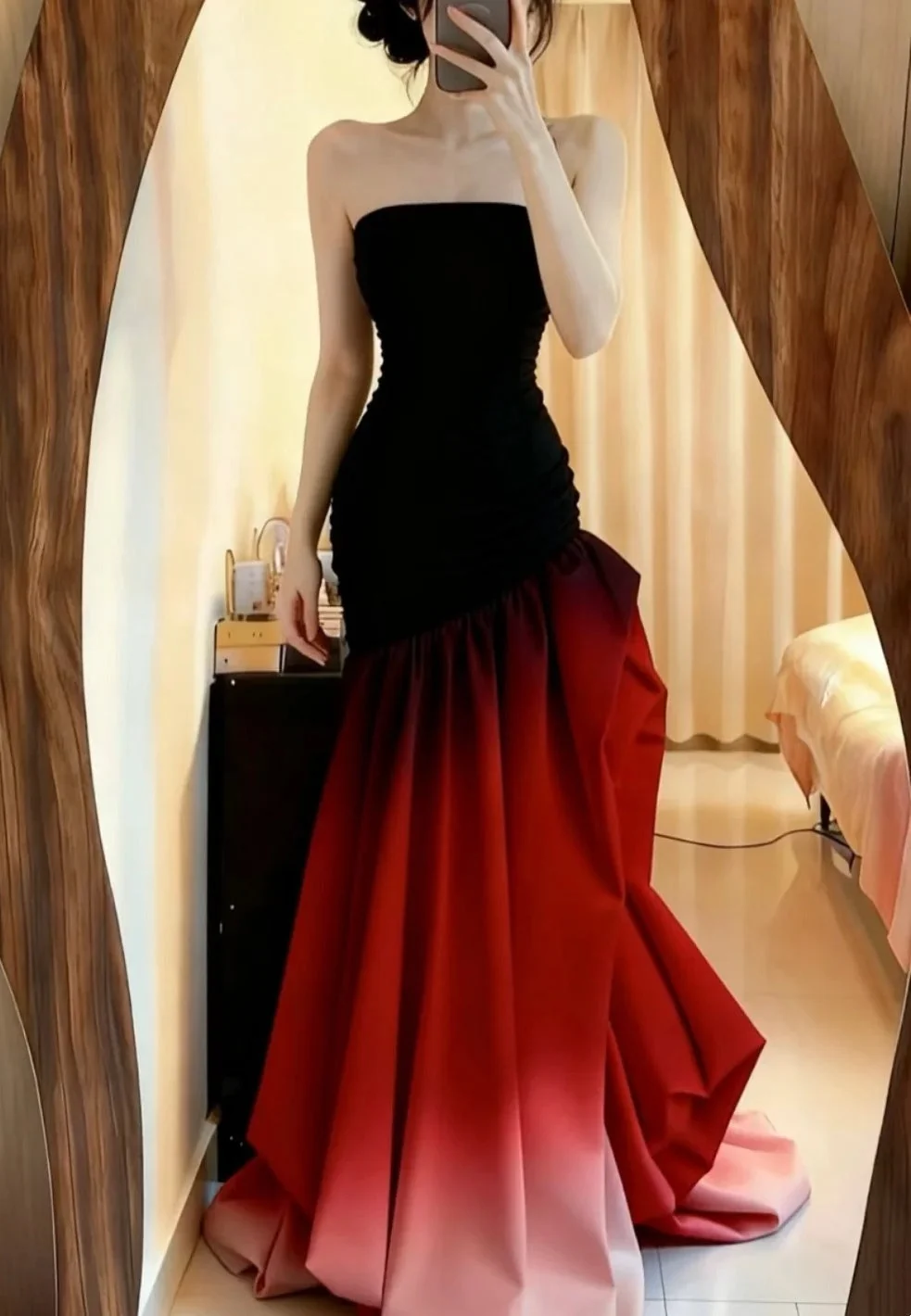 Stunning Prom Dress Ombre Strapless Mermaid Long Birthday Party Dress SP3866