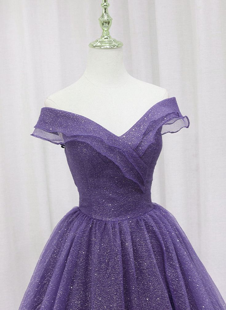 Purple Tulle Sweetheart Long Prom Dress Formal Dress, A-line Tulle Party Dress Y7137