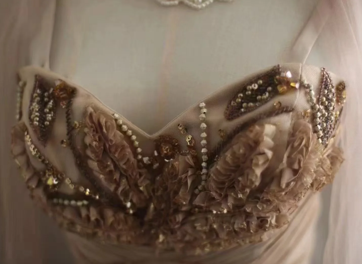 Retro Spaghetti Straps Chiffon Beaded Mermaid Prom Dress Long Evening Dress SP850