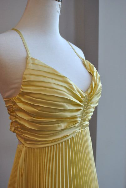 Charming Yellow A-line Pleated Prom Dress,Yellow Graduation Dress  Y7374