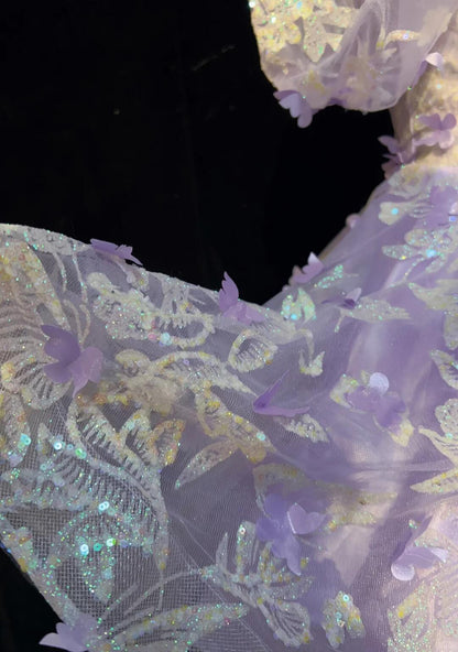 Charming Lavender Tulle Sequin Butterflies A Line Short Graduation Homecoming Dress,Short 16th Birthday Outfits SP2920