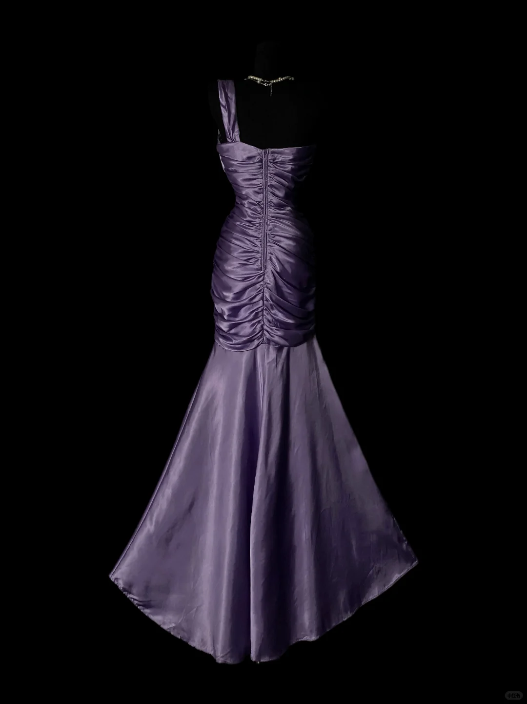 Elegant Purple Satin Pleated Mermaid Long Party Dress One Shoulder Long Birthday Prom Dresses SP4080
