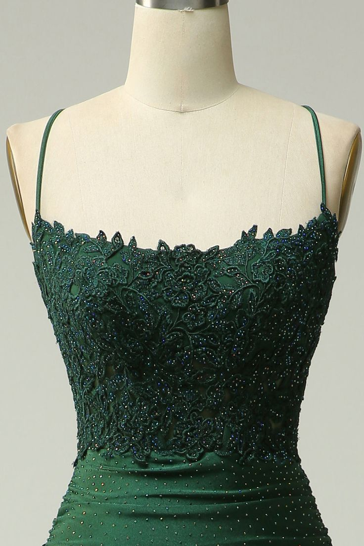 Mermaid Halter Dark Green Long Prom Dress with Appliques Beading Y2989