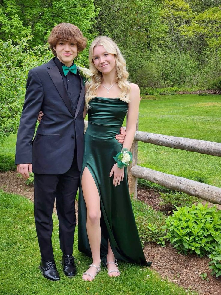 Simple Green Prom Dress With A Slit,Senior Prom Gown Y7303