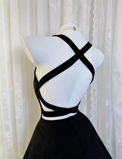 Sexy Black V Neck Satin A Line Short Graduation Homecoming Dress Cocktail Dress SP2769
