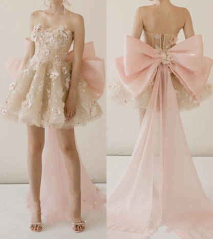 Sexy Sweetheart Pink Floral Lace Birthday Dress Homecoming Dress Y8836