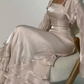 Vintage Prom Dresses with Pleated Ruffles,Floor Length Evening Gown Y4595