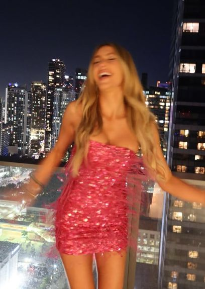 Sparkly Strapless Sequin Tassel Bodycon Cocktail Dress,Hot Pink Short Graduation Homecoming Dress SP3002