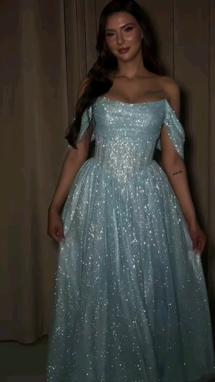 Shiny Off The Shoulder Tulle Sequin Long Birthday Prom Dress Blue Long Party Dress SP4145