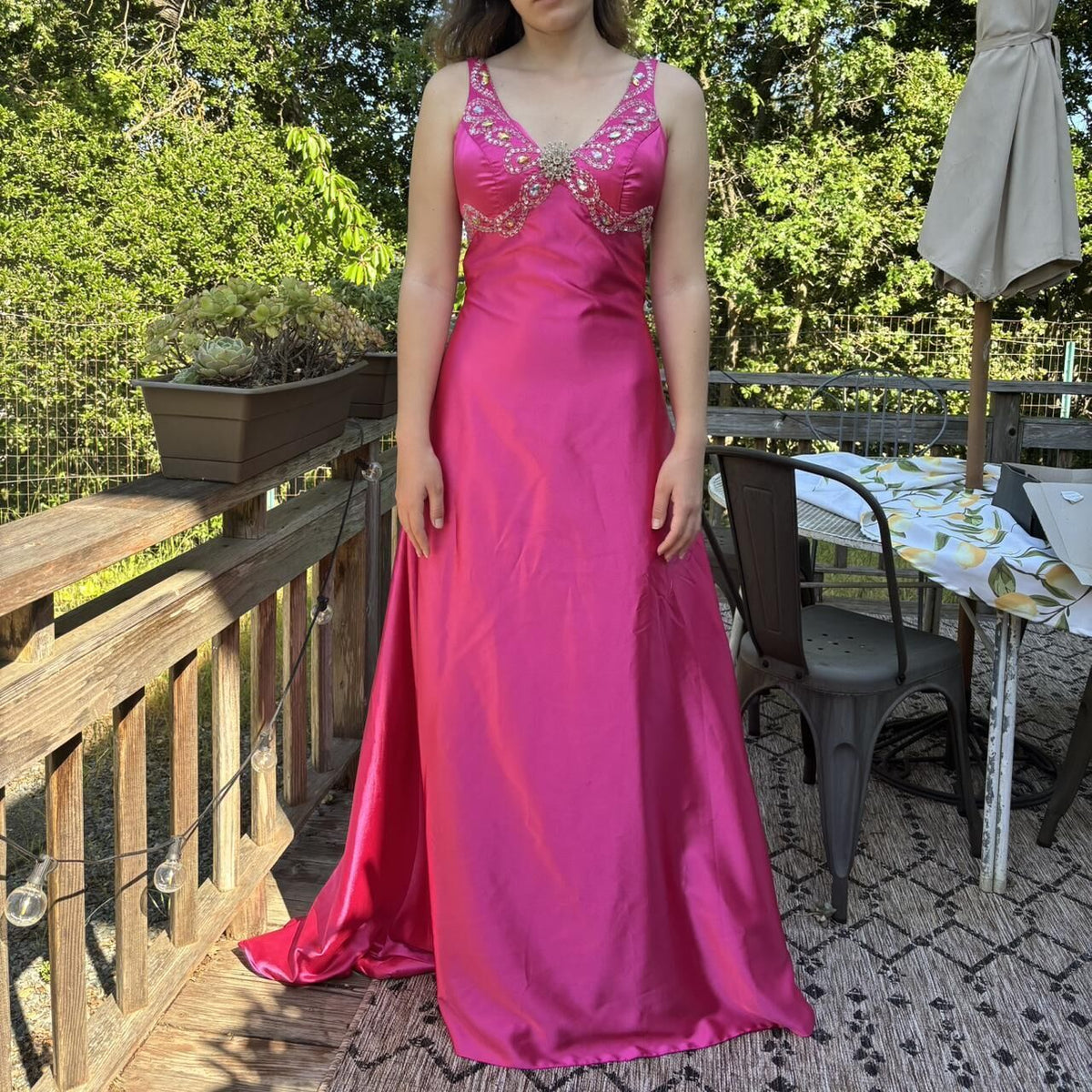 Elegant V Neck Satin Beaded Long Wedding Guest Dress Pink Long Evening Dress SP3765