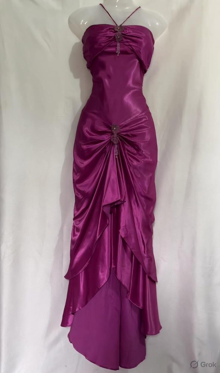 Vintage Halter Purple Satin Mermaid Party Dress Long Birthday Prom Dress SP4166