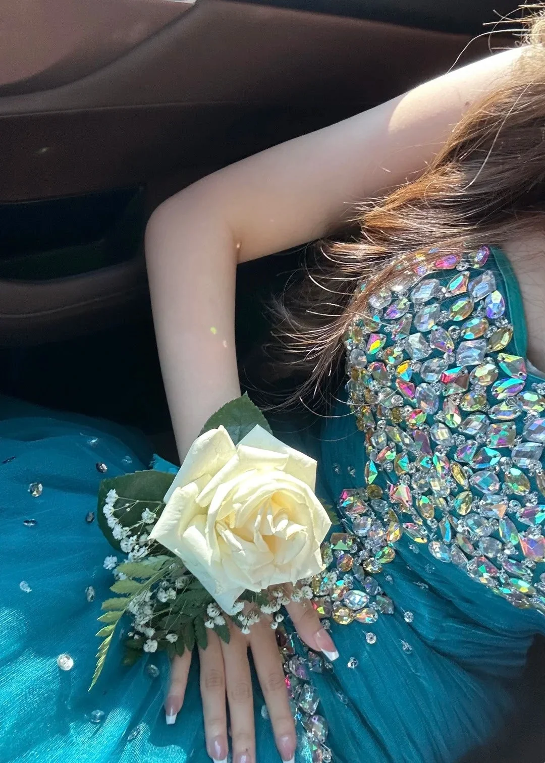 Gorgeous Teal Sweetheart Neck Tulle Beaded Mermaid Long Party Dress Party Gown SP3880
