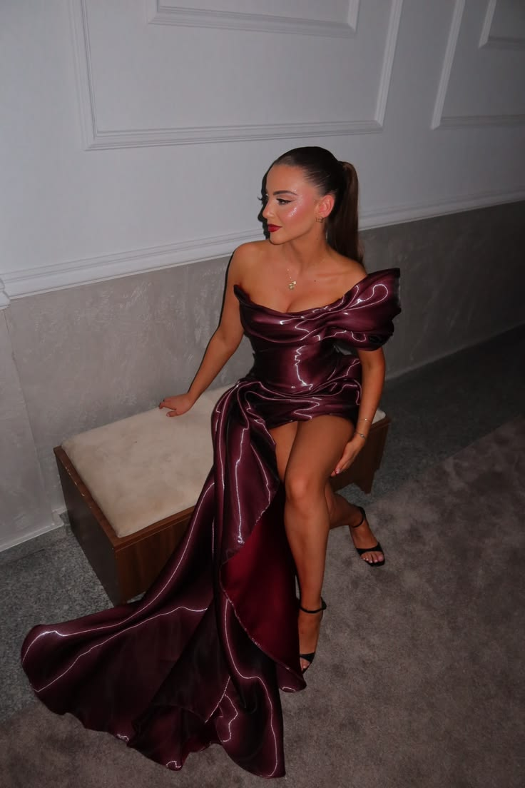 Gorgeous Burgundy Off The Shoulder Satin Pleated Short Homecoming Dress Cocktail Dress SP3977