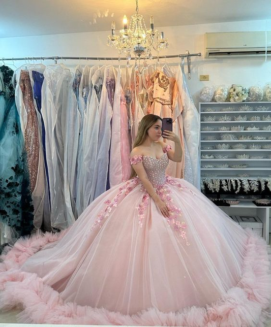 Pink Puffy Quinceanera Dress Ball Gown,Pink Sweet 16 Dress Y6053