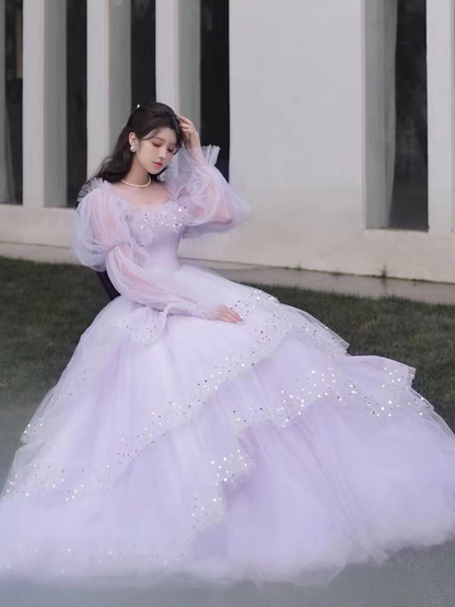 Sparkly Prom Dresses, Purple Prom Dresses, Robes De Cocktail, Off The Shoulder Prom Dresses, Long Sleeve Prom Dresses,Y2408