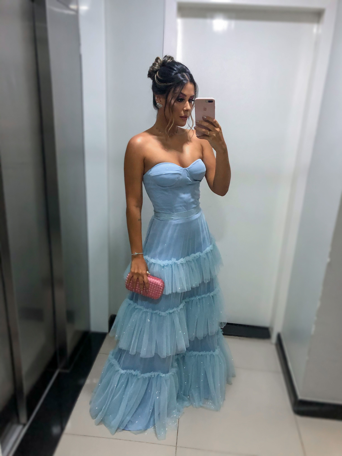 Charming Blue Sweetheart Neckline Tulle Layered Prom Dress Formal Gown Y2756