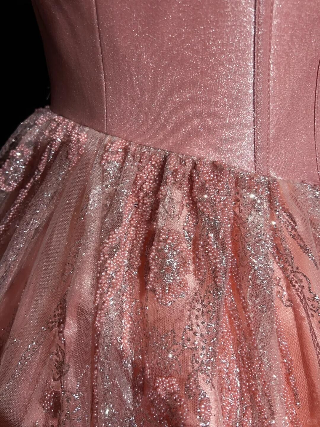 Pretty Pink Spaghetti Straps Satin Tulle Floral A Line Short Prom Dress,Formal Mini Graduation Homecoming Dress SP2919
