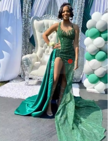 Stunning Green Prom Dress For Black Girls  Y4191