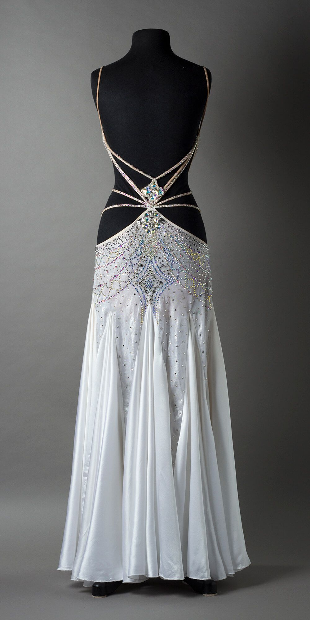 Gorgeous Spaghetti Straps Satin Beaded Mermaid Prom Dress Backless Long Party Gown SP380