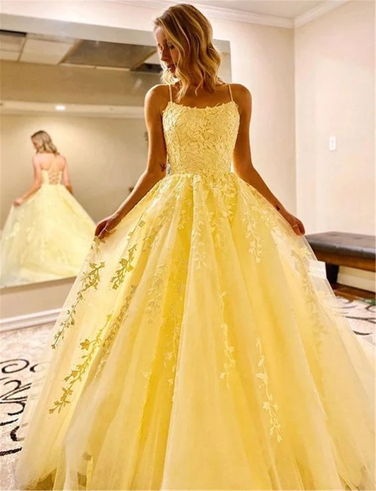Tulle prom dresses yellow ball gown  S7003