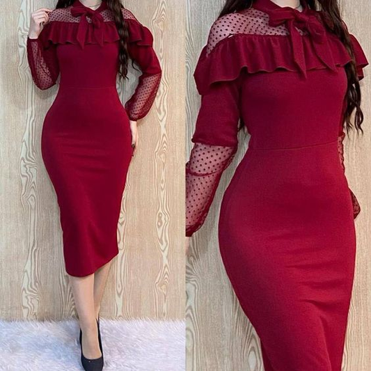 Elegant Long Sleeves Bodycon Dress,Midi-length Prom Dress Y6057