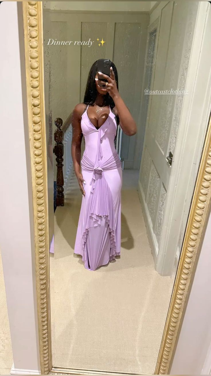 Pretty Purple Halter Satin Pleated Long Party Dress Prom Gown SP3941