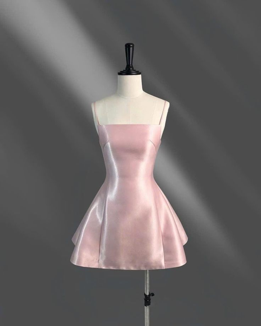 Simple Pink A Line Mini Bridal Dress Homecoming Dress Y8800