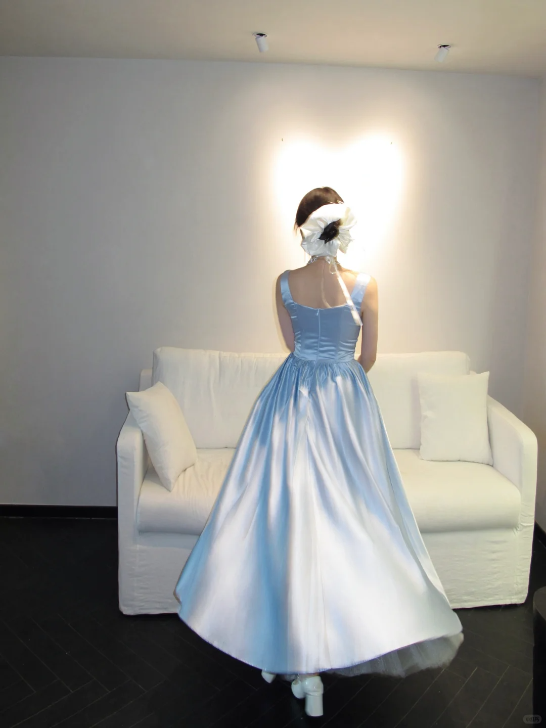 Elegant Blue Bow Satin Tulle A Line Long Birthday Outfits Formal Party Dress Prom Dress SP2091