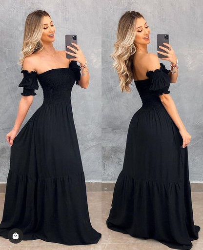 Generous Black A-line Prom Dress,Black Maxi Dress Y6241