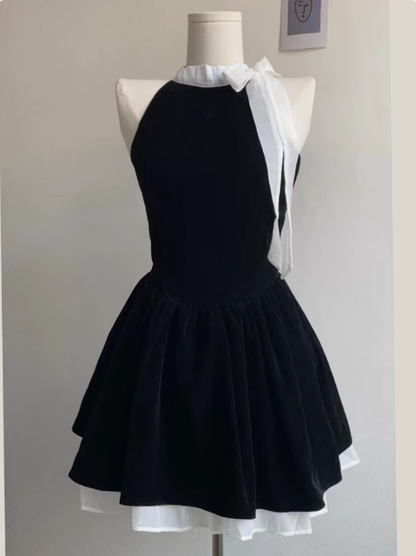 Classy Sleeveless Black Satin A Line Short Birthday Dress Graduation Homecoming Dress Y9031