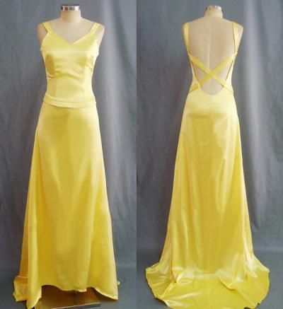 Simple Mermaid Straps Yellow Backless Long Prom Dress Y7216