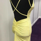 Mermaid Yellow Long Prom Dresses, Backless Yellow Prom Dresses Formal Evening Dresses Y1562