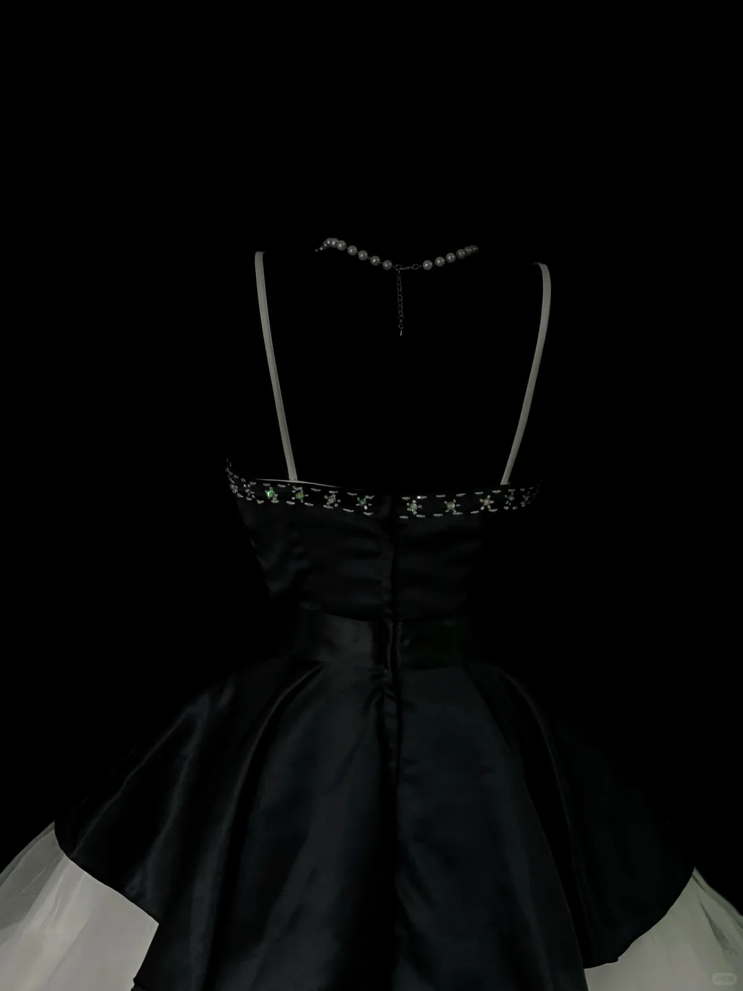 Stylish Spaghetti Straps Satin Tulle Beaded Short Prom Dress,Black Short Graduation Homecoming Dress SP4037