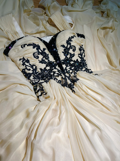 Classy Spaghetti Straps Chiffon Appliques Beaded Long Party Dress Birthday Prom Dress SP2151