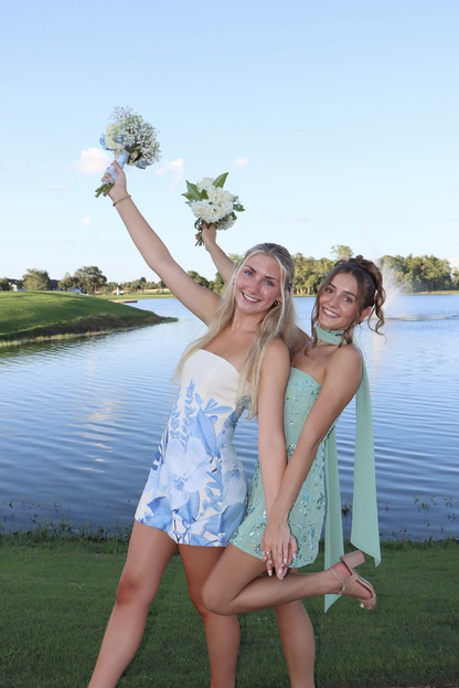 Elegant Mint Green Satin Sequin Beaded Short Homecoming Dress,Strapless Mini Cocktail Dress With Scarf SP2950