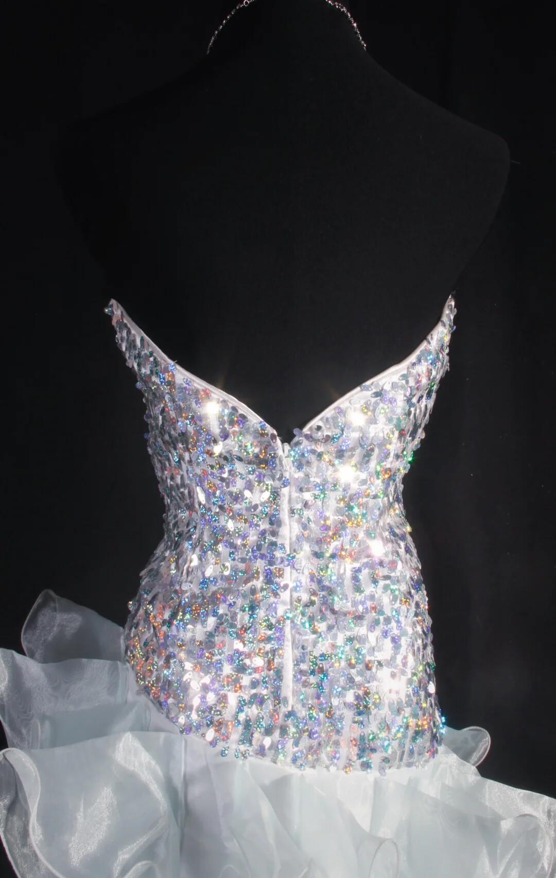 Glitter White Satin Tulle Ruffle Sequin Beaded Mini Birthday Outfits,Sweetheart Neck Sheath Short Cocktail Dress SP2835