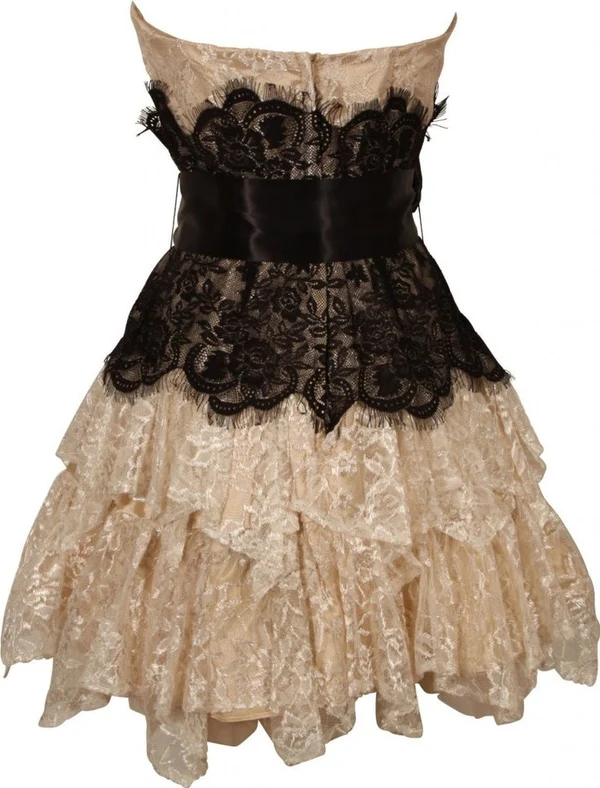 Charming Ivory Lace Short 7th Grade Homecoming Dress Strapless Short Birthday Dress SP3699