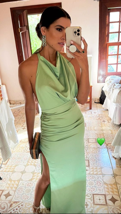 Charming Green Sheath Prom Dress With Split,Green Evening Dress Y7284