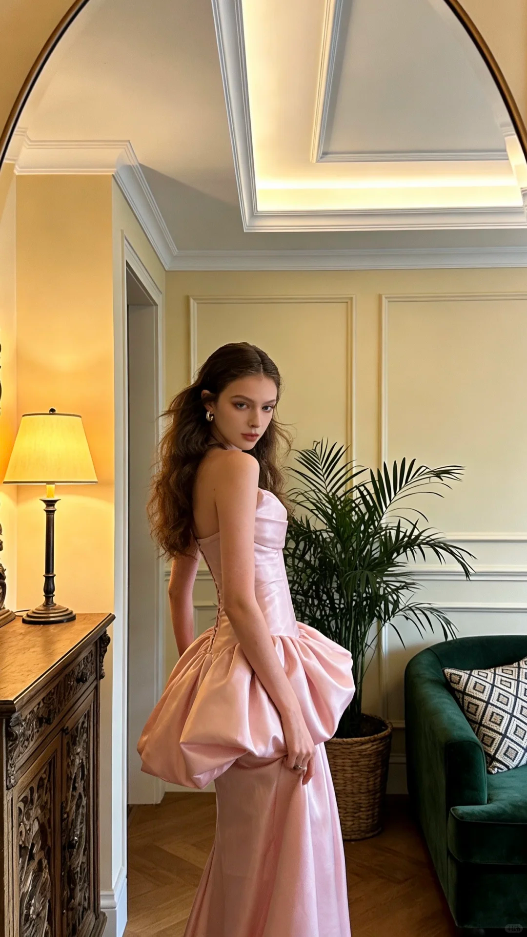 Charming Pink Strapless Satin Mermaid Long Party Dress Formal Birthday Prom Dress SP2057