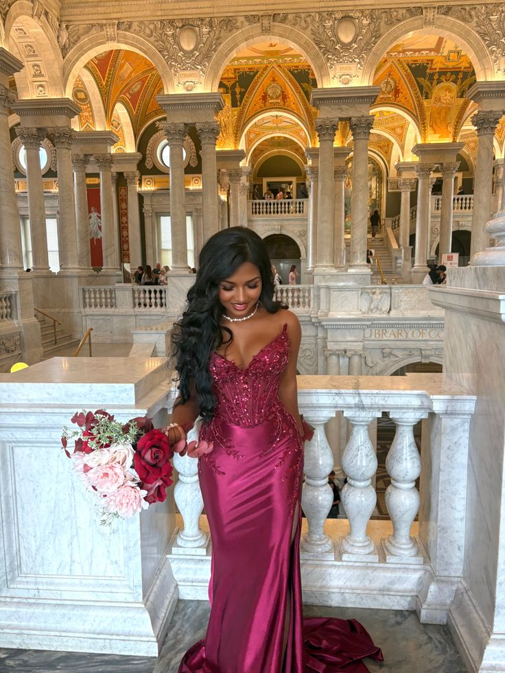 Pretty Hot Pink Satin Sequin Appliques Mermaid Slit Party Dress Long Birthday Prom Dresses  SP3984